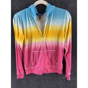 Polo Ralph Lauren Hoodie Girls Full Zip Ombre Terry Cloth Sweatshirt XL (16)